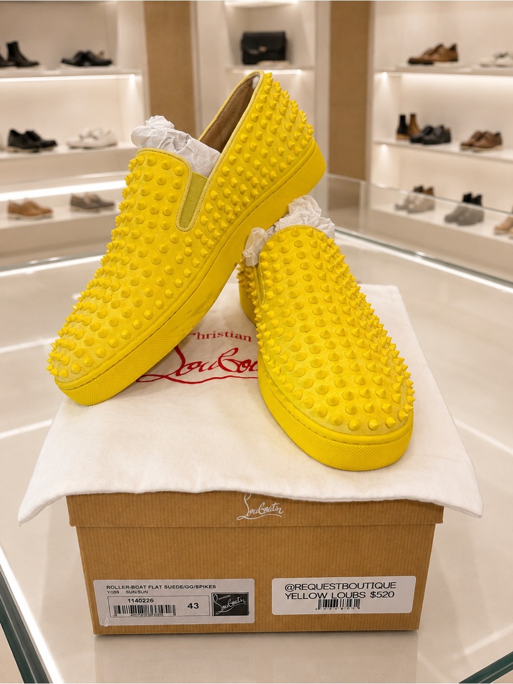 Yellow studded slip-on flats